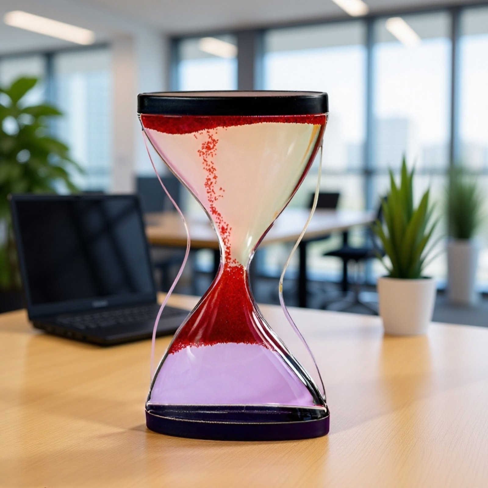 逆転して砂が上に昇る砂時計タイマーの動作シーン