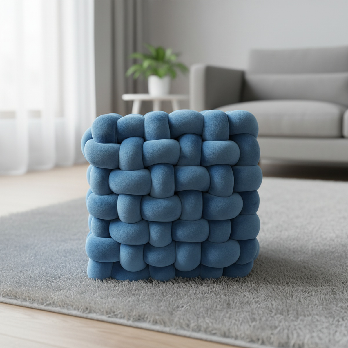 Cozy Woven Knot Cushion, Plush Sofa Pillow for Modern Home Interiors