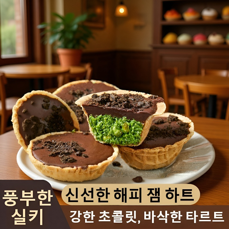 두바이 바삭한 초콜릿 피스타치오 타르트 간식