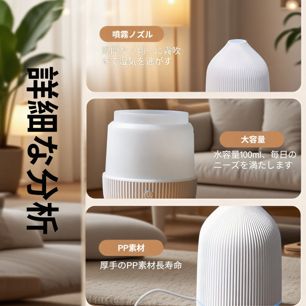 簡単操作のベッドサイド加湿器