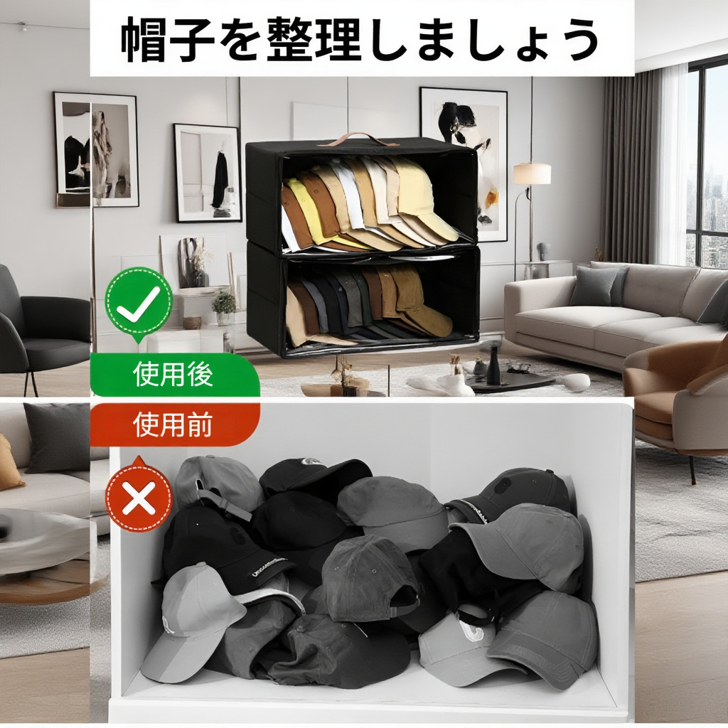 不織布野球帽収納ボックス雑貨収納整理ジッパー帽子ボックス布収納ボックス