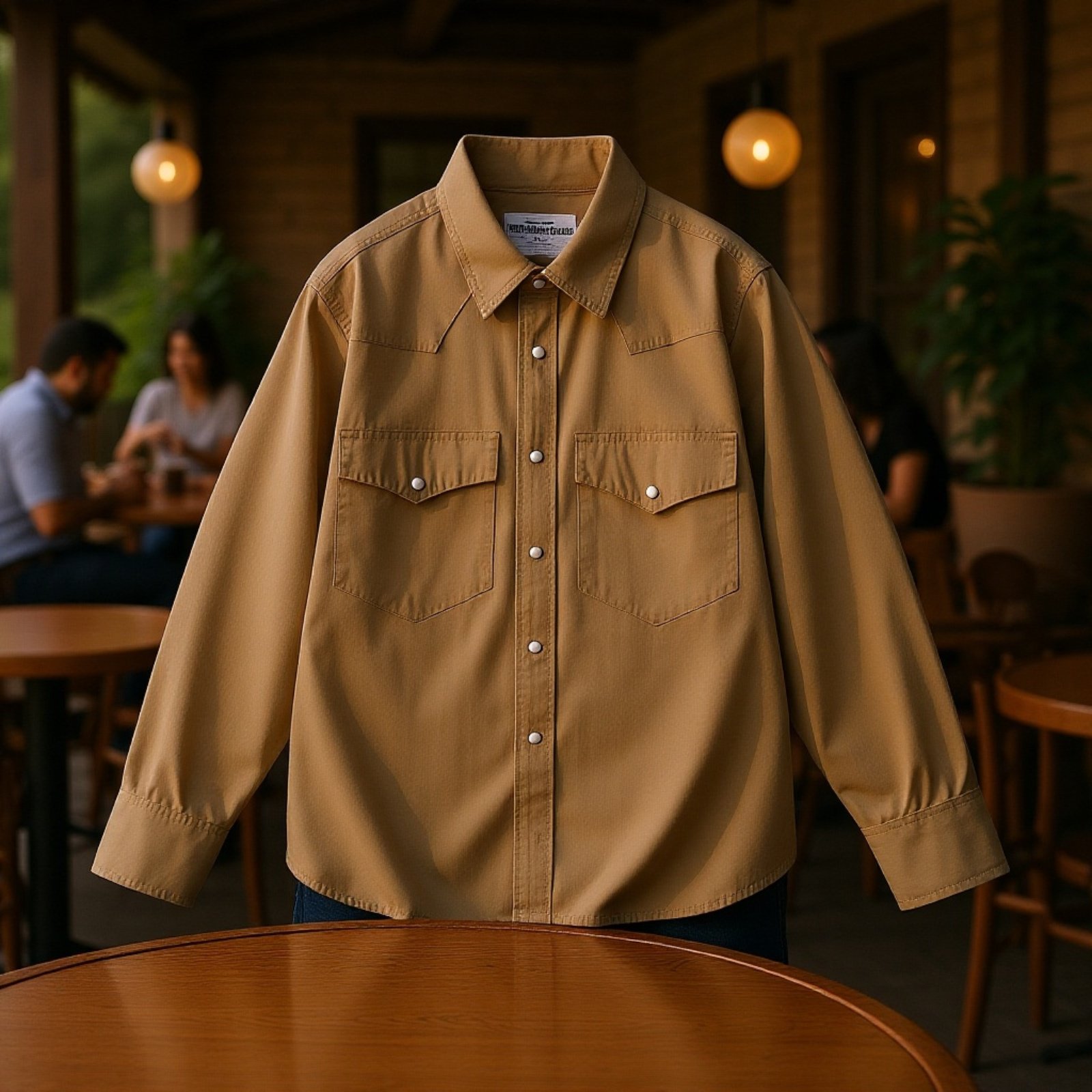 新作無地ワーク風長袖シャツ