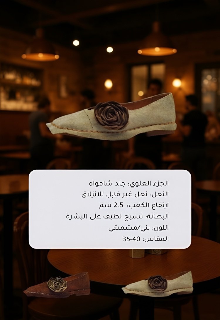 حذاء جلد طبيعي للنساء بتصميم عصري وكلاسيكي