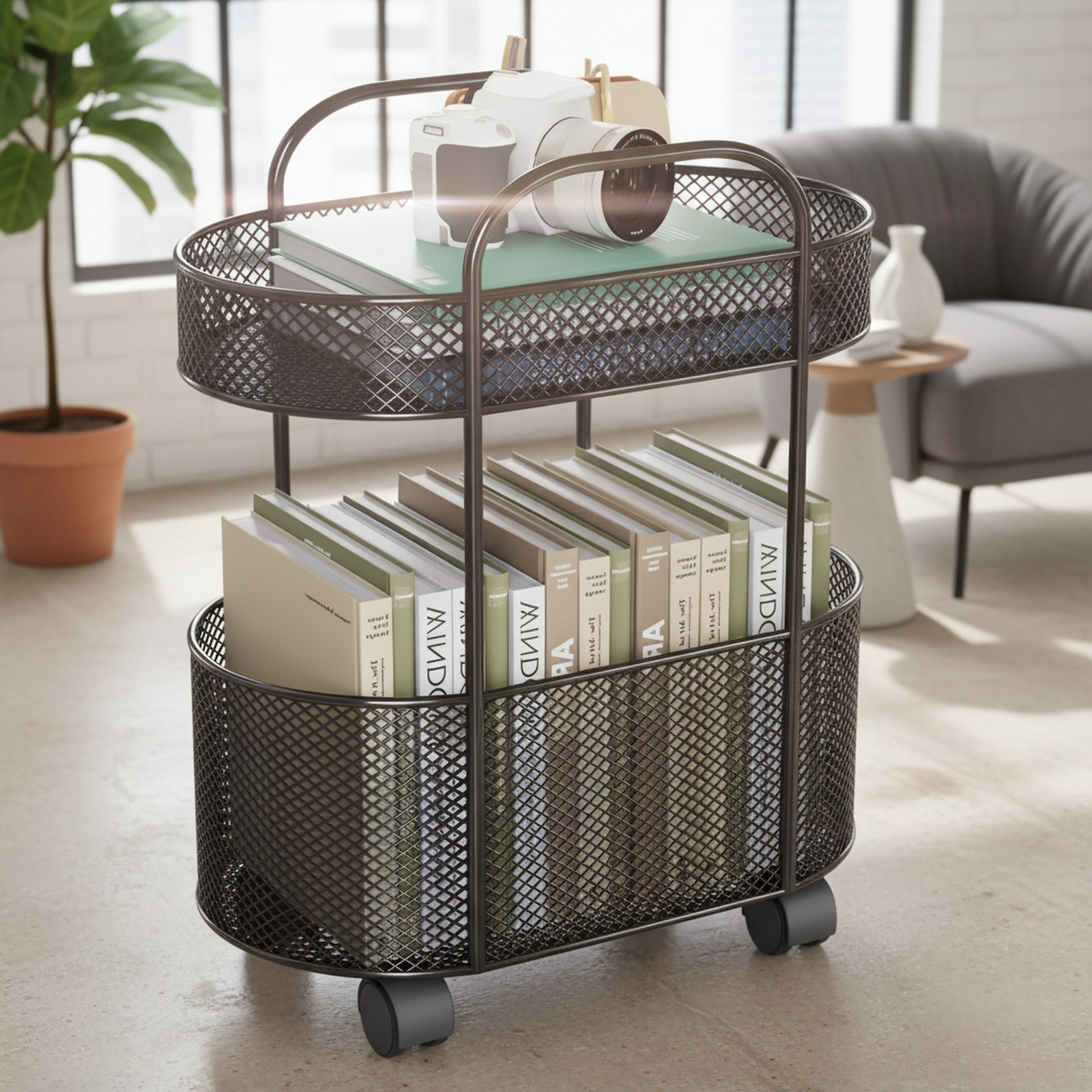 Boîte à livres mobile sous la table pour étudiants, étagère de rangement pour enfants avec roulettes
