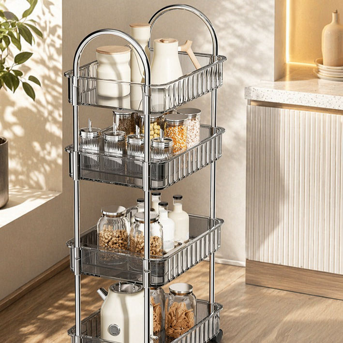 Modern kitchen cart with detachable and adjustable shelves