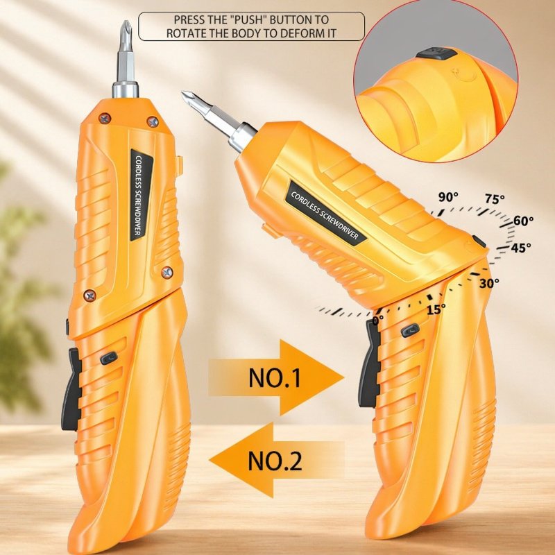 Mini USB Charging Yellow Electric Screwdriver Foldable Portable Lithium Screwdriver