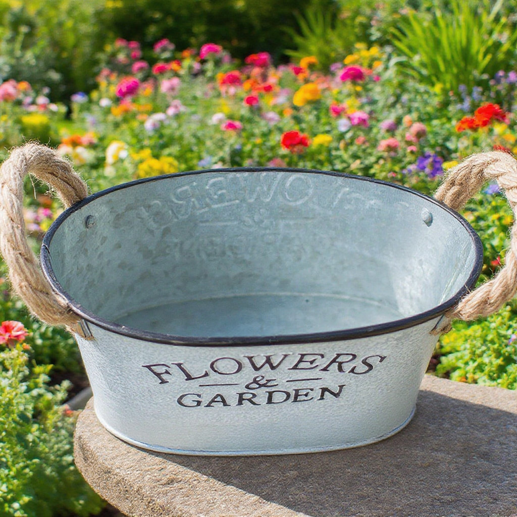  Maceta pequeña de metal simple para jardín