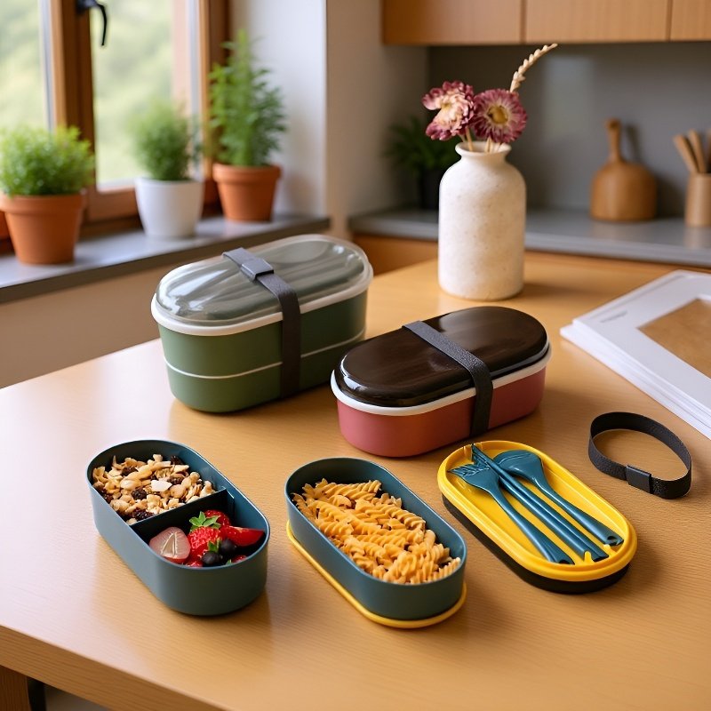  Portable Food-Grade PP School Lunch Box for Students