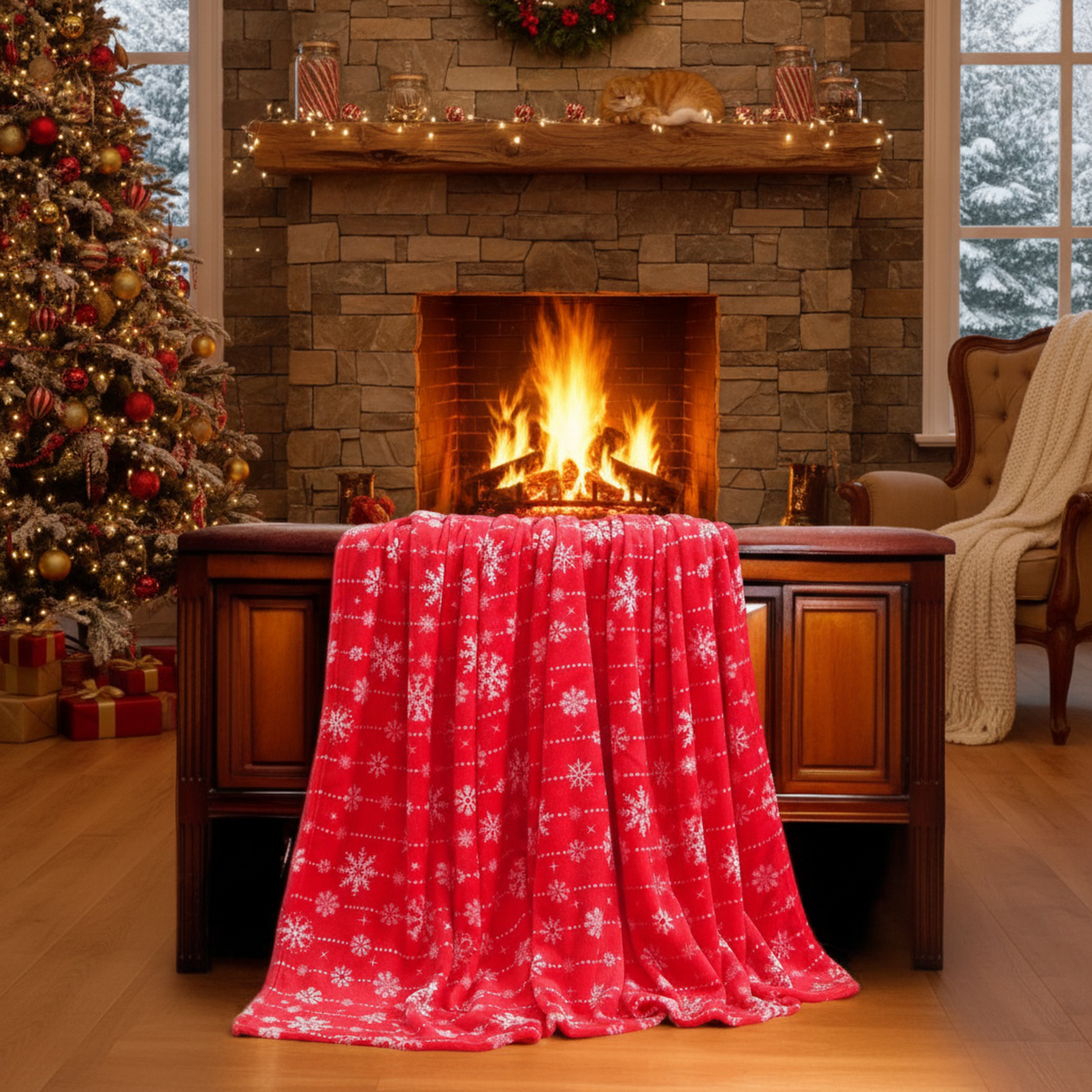 Sofa Flannel Cover Blanket Blanket Holiday Christmas Flannel Burgundy
