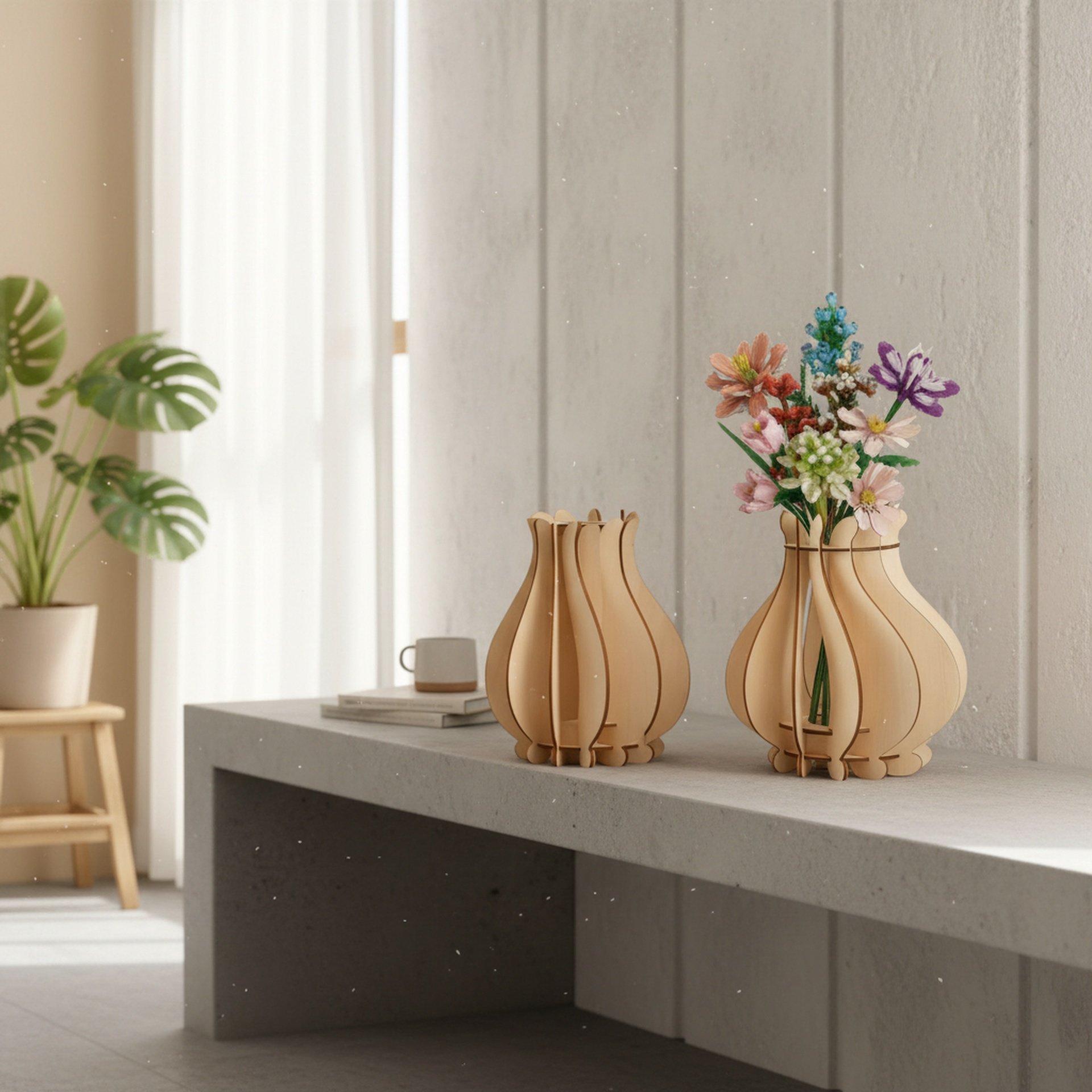 Wooden Puzzle Vase Stand Decoration