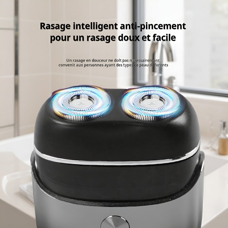 Mini rasoir double tête, lavable et rechargeable