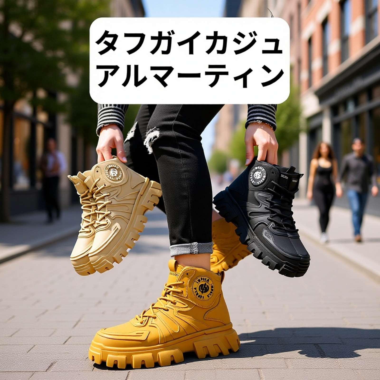 厚底メンズブーツ 秋冬用ハイカットマーチンワークシューズ