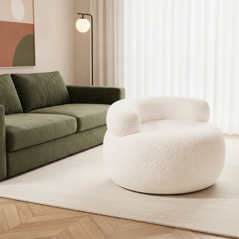 Tabouret crème avec pieds robustes
