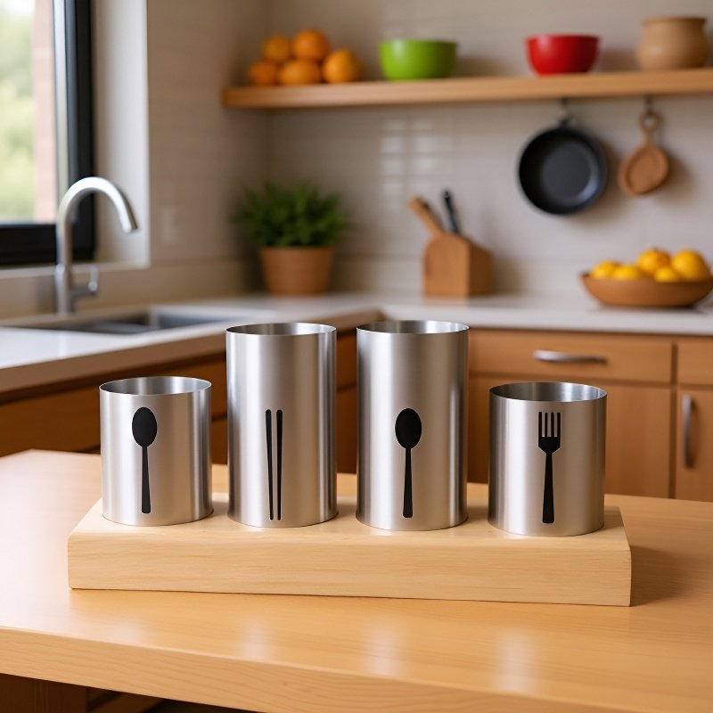 나무 젓가락 꽂이 세트 보관 용기