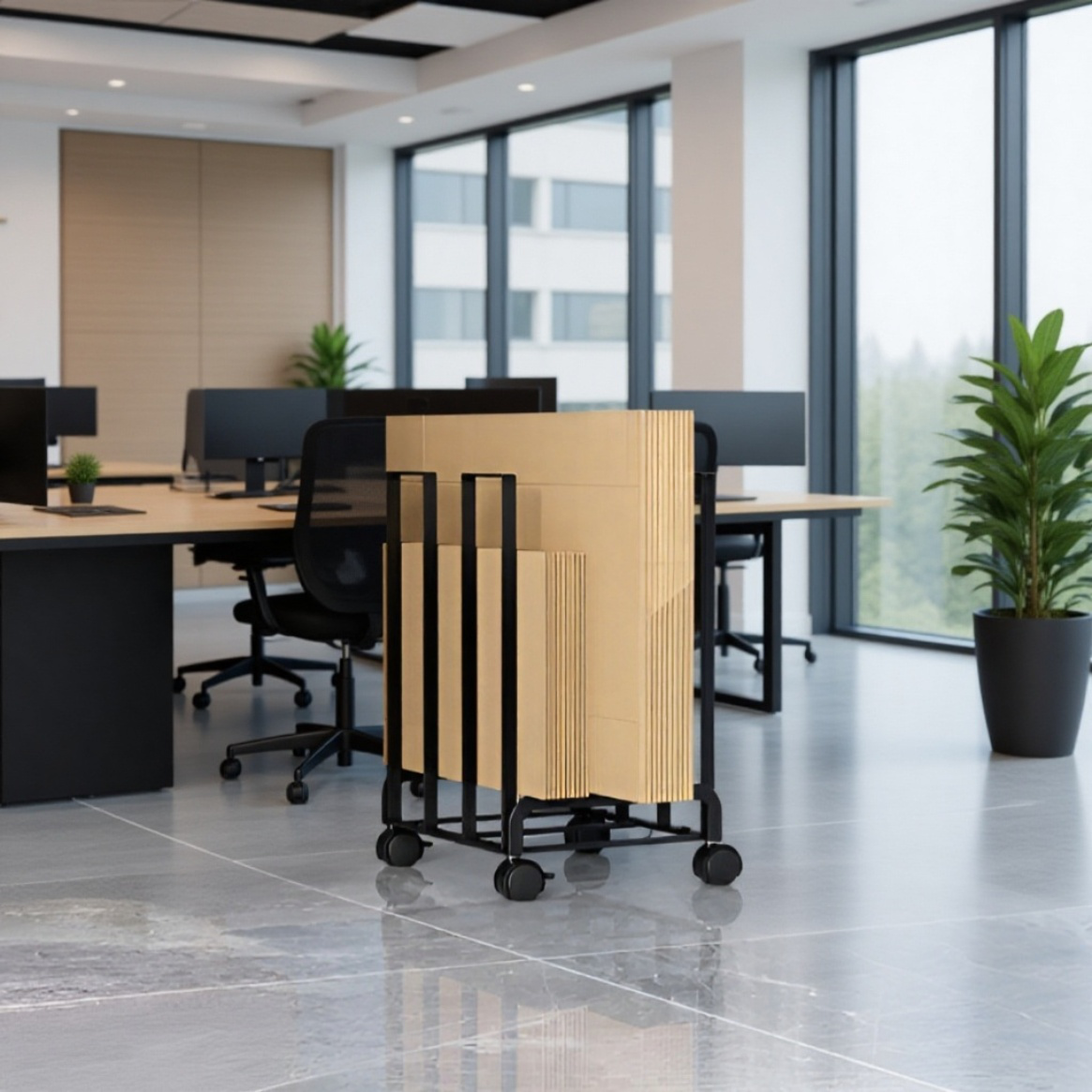 和風キャスター付き移動式段ボール収納ラック雑貨収納カート家庭用倉庫段ボール収納ラック