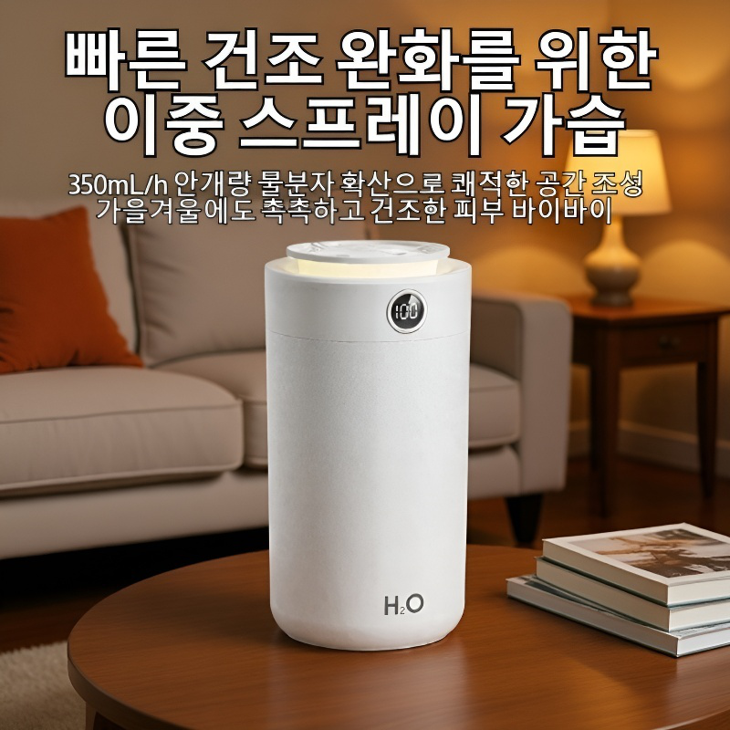 Usb 듀얼 스프레이 가습기 가정용 사무실 가습 스프레이 무음 대용량 가습기 침실 수분 신기