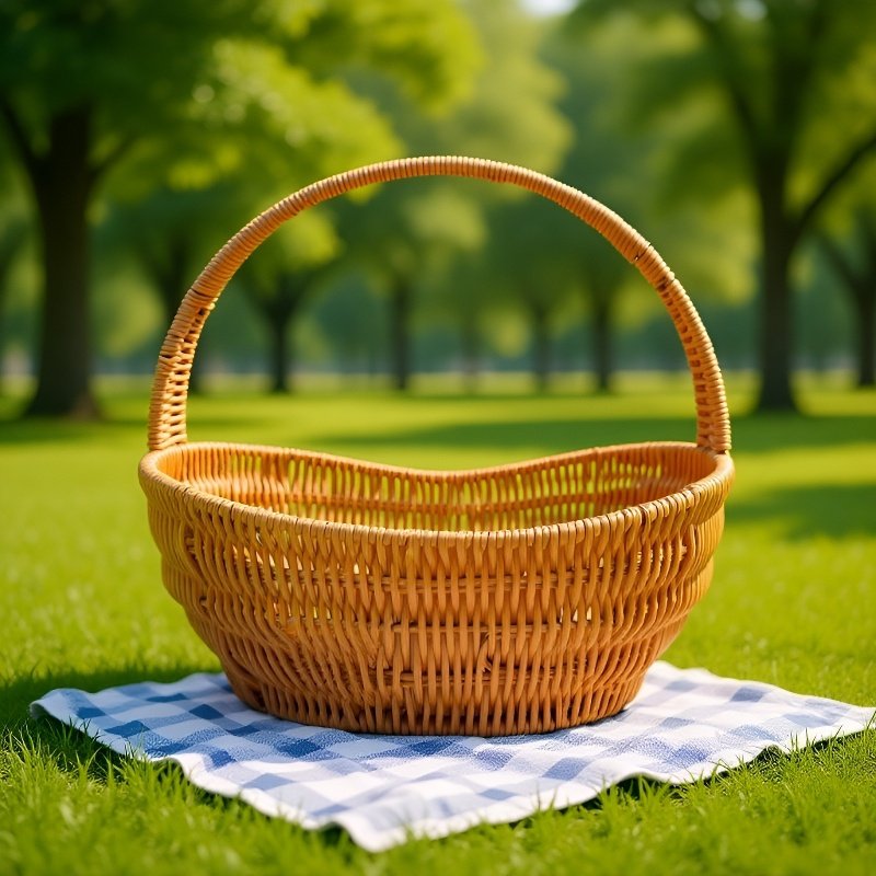 Woven rattan hand-held storage basket