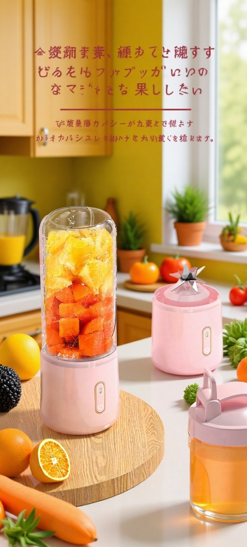 アウトドアでも活躍する充電式ジューサー