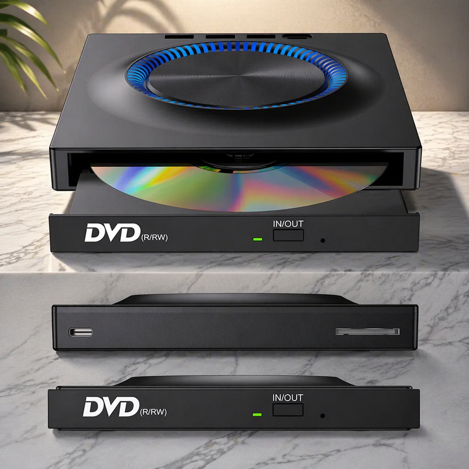 Graveur DVD USB portable avec carte d’extension, compatible PC de bureau et ordinateur portable