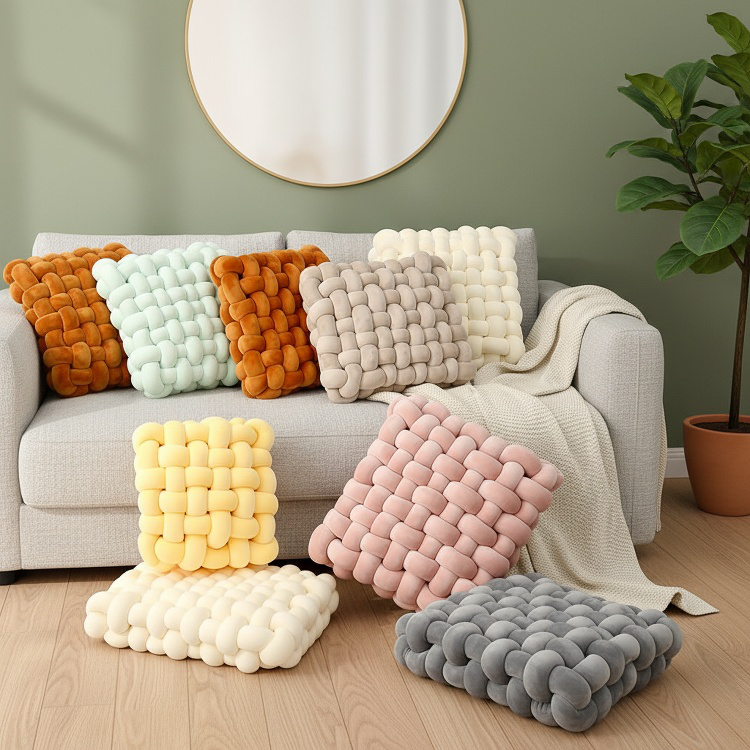 Plush decorative knot pillow for living room