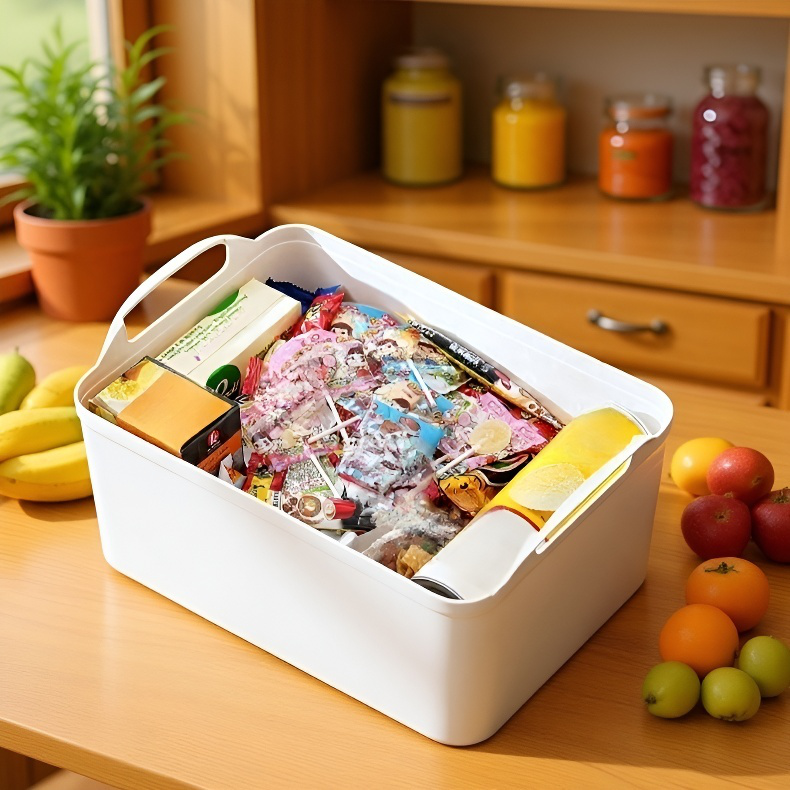 멀티 토트 수납함 솔리드 플라스틱 수납 정리함 덮개 달린 옷과 잡동사니 수납함