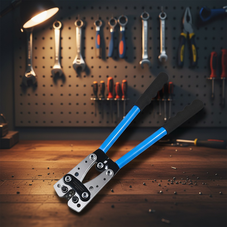 大型ケーブルカッター圧着セット 冷圧端子クランプ ノーズベア圧着プライヤー 裸圧着ケーブルカッター