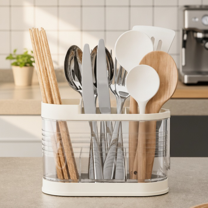 Practical and Aesthetic Kitchen Multi-Compartment Chopstick Organizer
