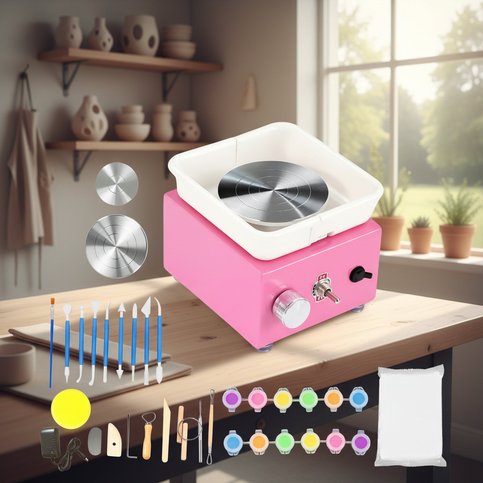 Infinitely Variable Speed Electric Mini Pottery Wheel front view