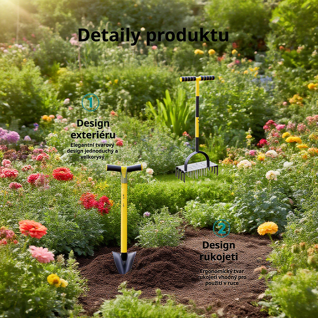  Čepelový provzdušňovač trávníku z uhlíkové oceli s madlem 