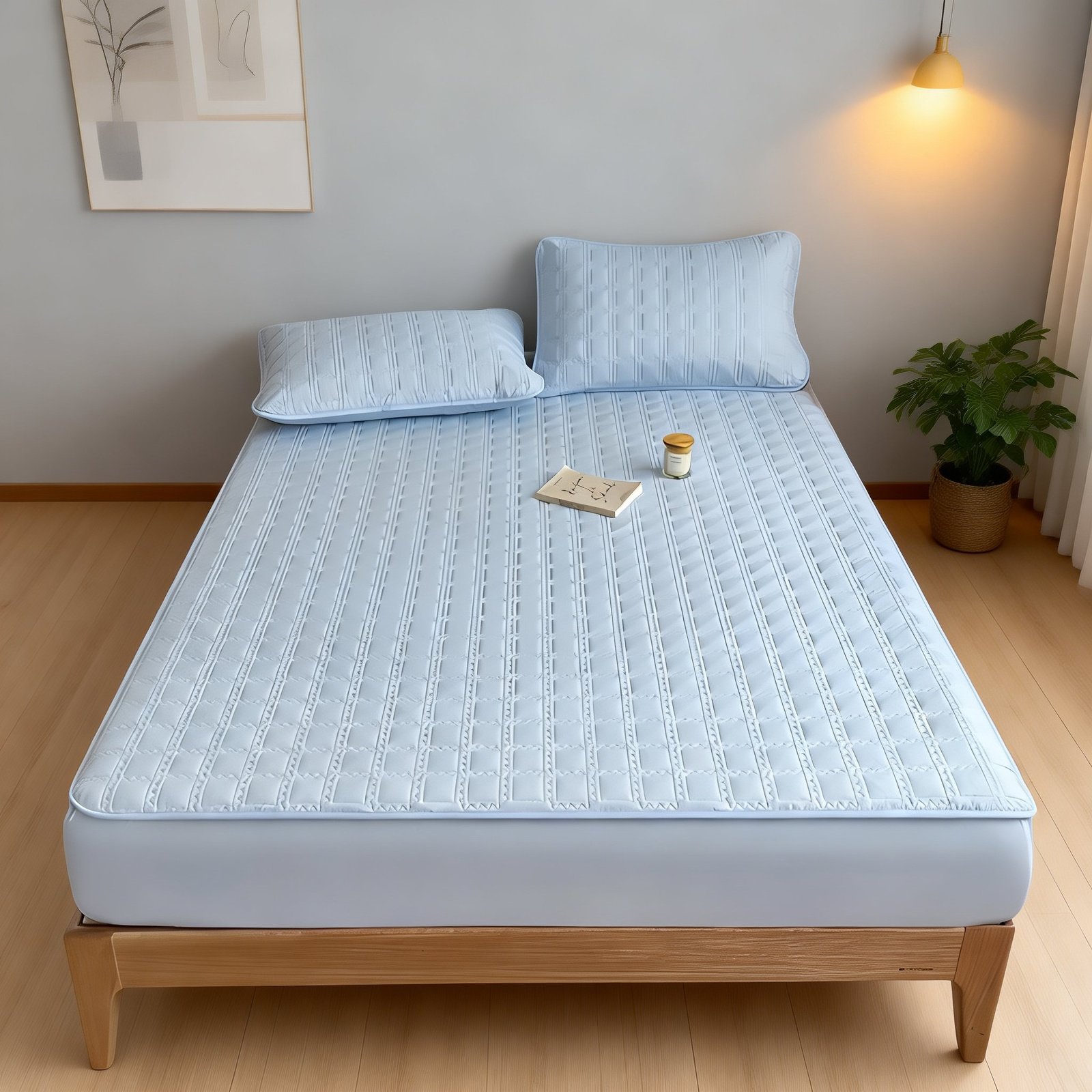 厚手キルティングフィットシーツ、一枚仕立て、様々なベッドに対応