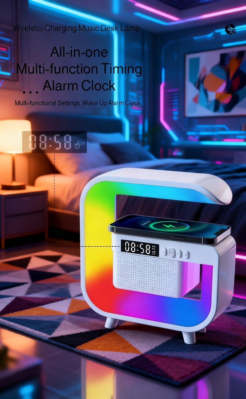 Compact rechargeable alarm clock with high color night light feature