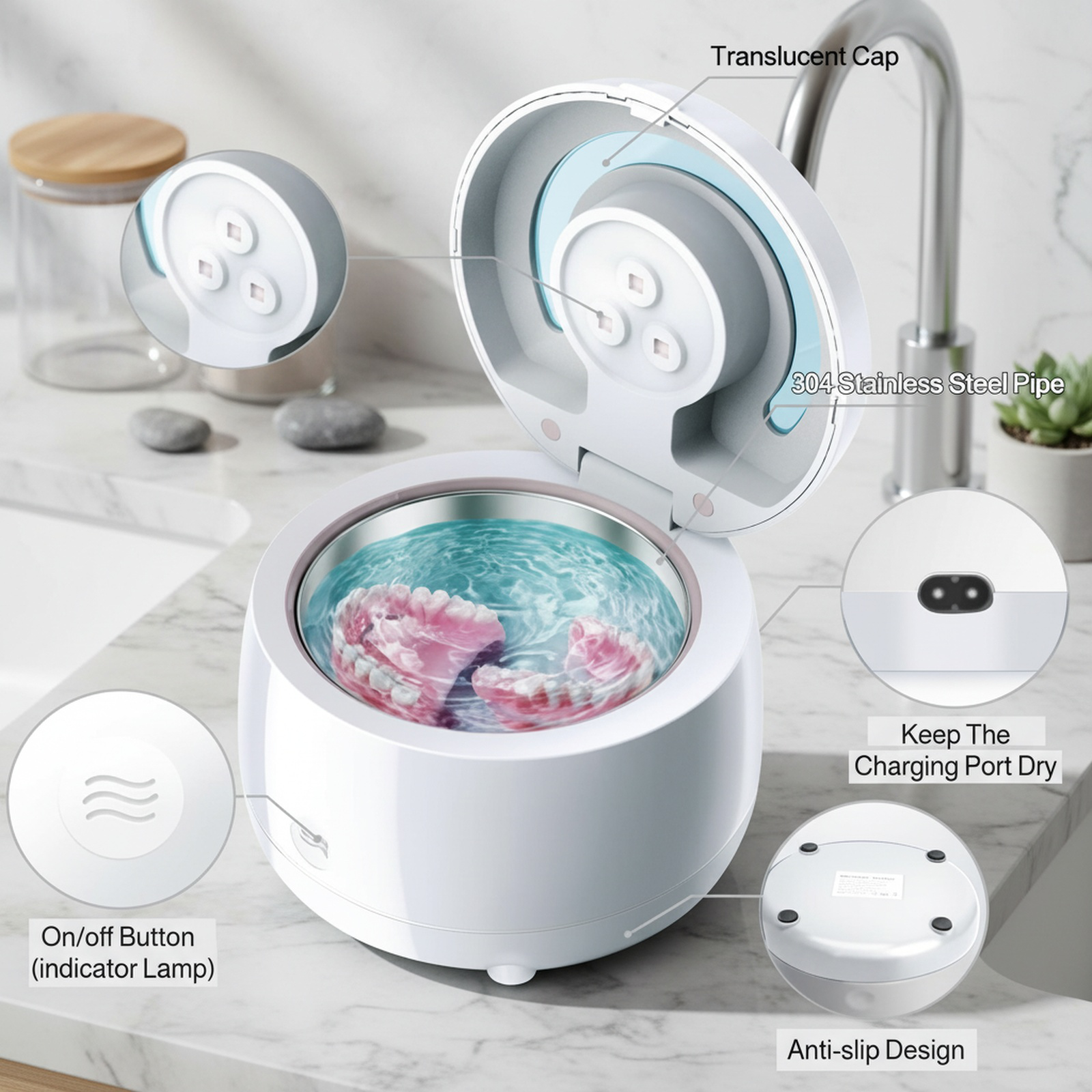 Multi-Functional UV Ultrasonic Cleaner for Glasses, Braces, Jewelry