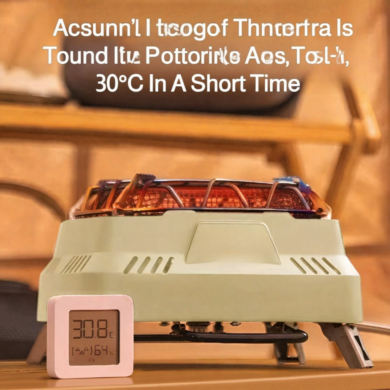 Outdoor-Gasheizofen mit Gaskartusche auf einer Wiese