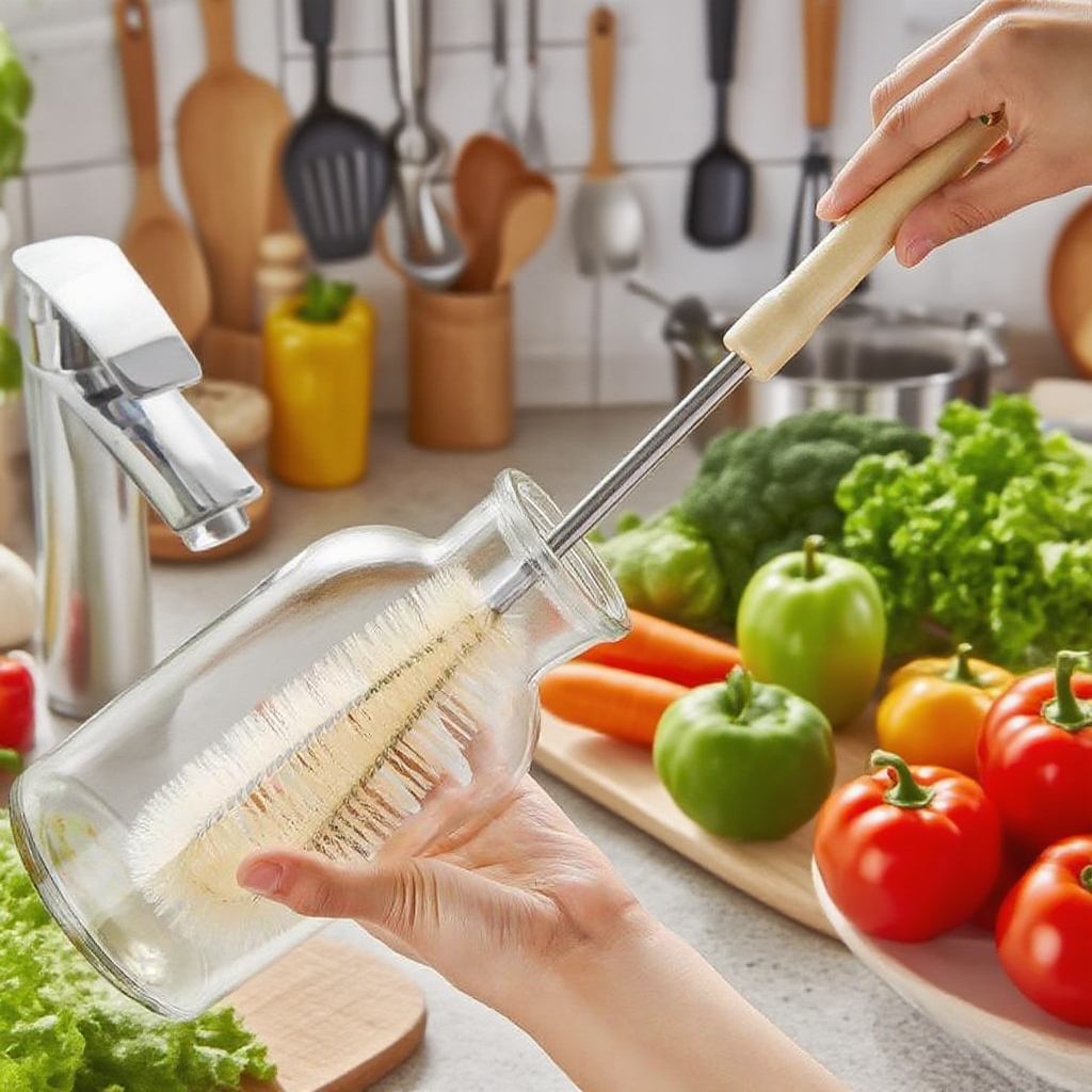 Dlouhá čisticí kartáč na hrnky – speciální kartáček na čištění šálků