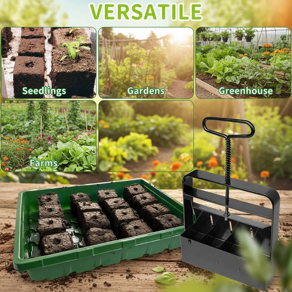 Gardener using seedling nursery potting tool