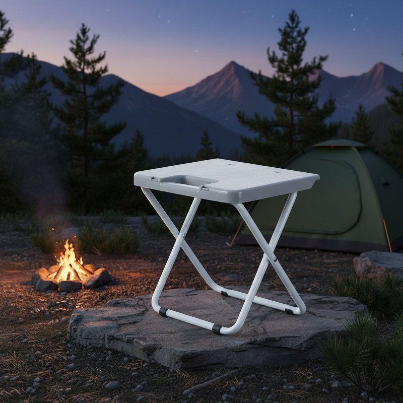 Faltbarer Campinghocker, Kleiner Plastikstuhl mit Eisenfüßen, Ideal für Outdoor BBQ