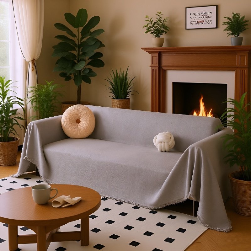 ソファークッション毛布 ソリッドカラーフルカバークッションソファカバー 防水防汚テディフリース毛布