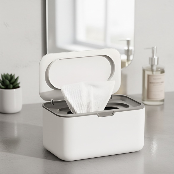 Nordic style large capacity wet wipes storage box on table