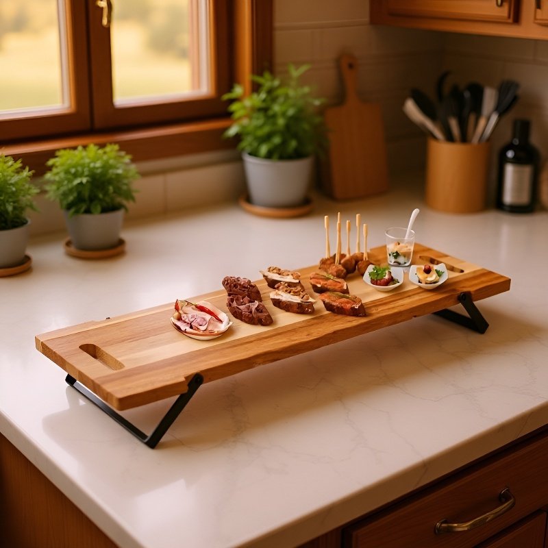 Dřevěný tác na sýry a předkrmy, servírovací prkénko s rukojeťmi