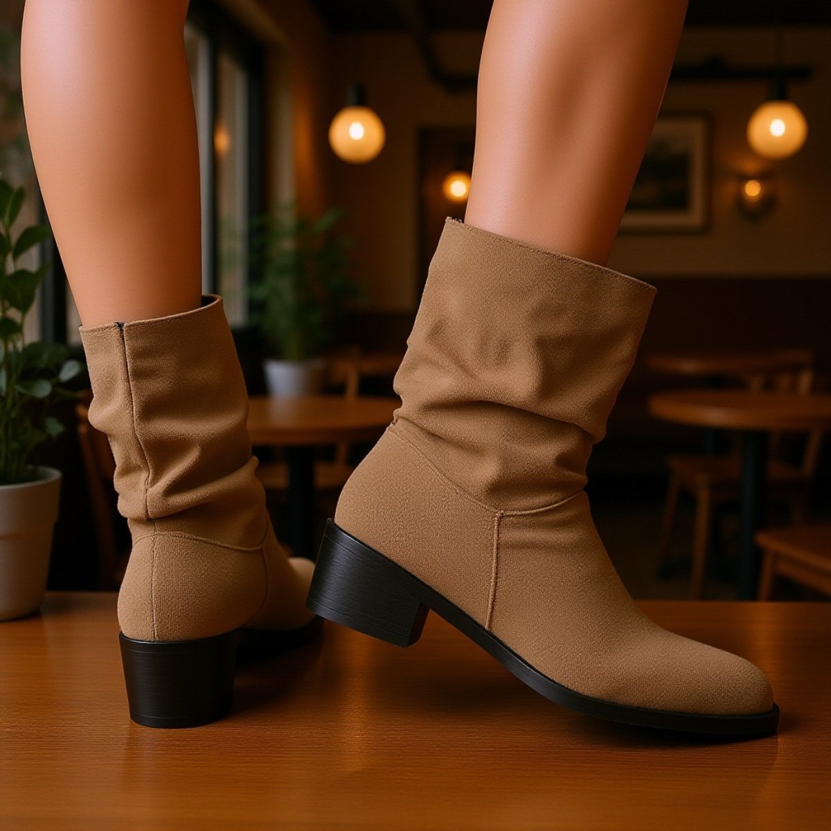 تفاصيل جلد سويدي فاخر لحذاء بوت عصري