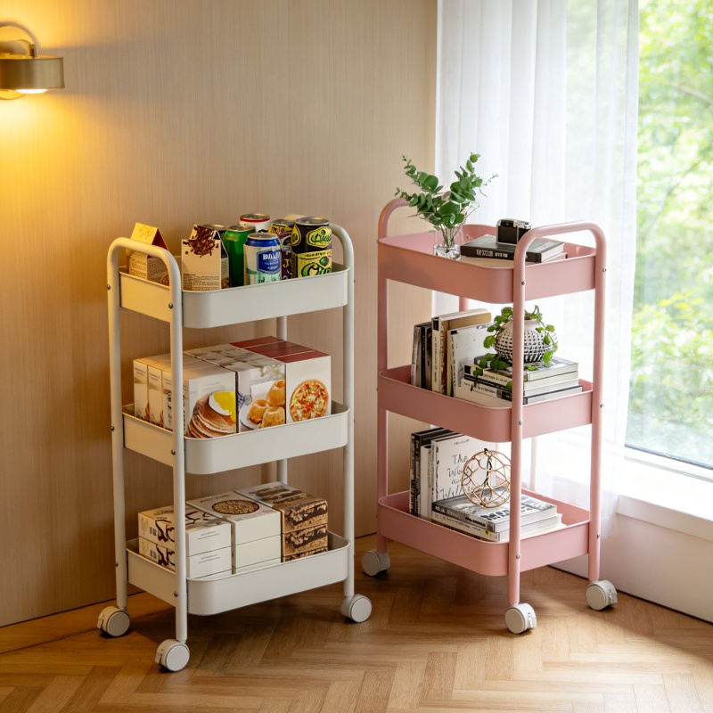 Carro organizador de baño sin perforación de acero al carbono