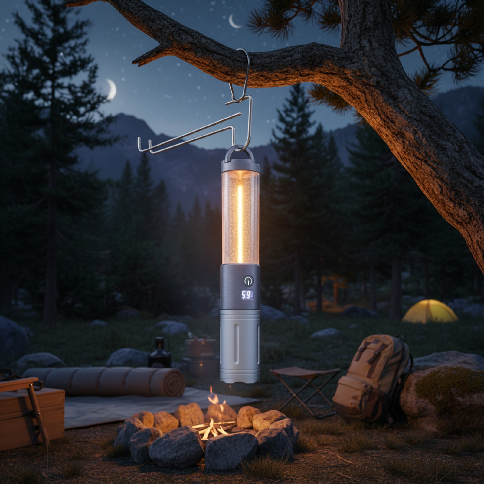 Linterna de alta intensidad impermeable para camping con power bank integrado