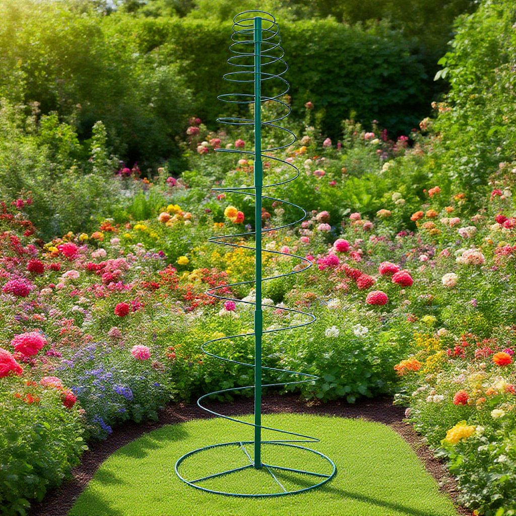 Kúszónövény tartó spirális keret kertbe