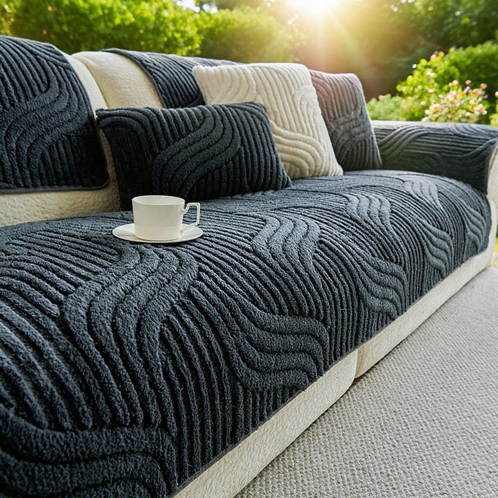 Cotton velvet autumn and winter plush thickened sofa cover