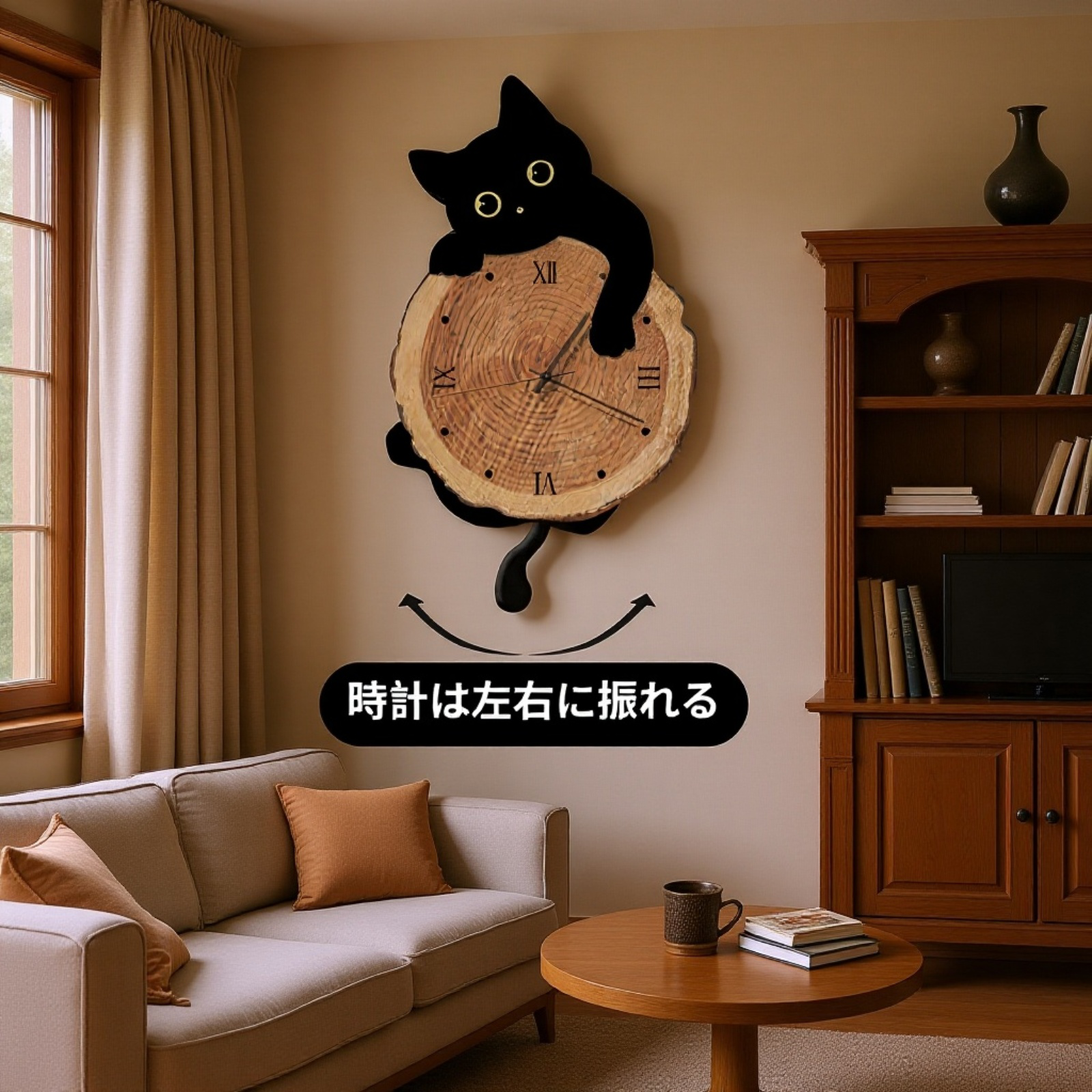 猫型壁掛け時計リビング用新作デザイン