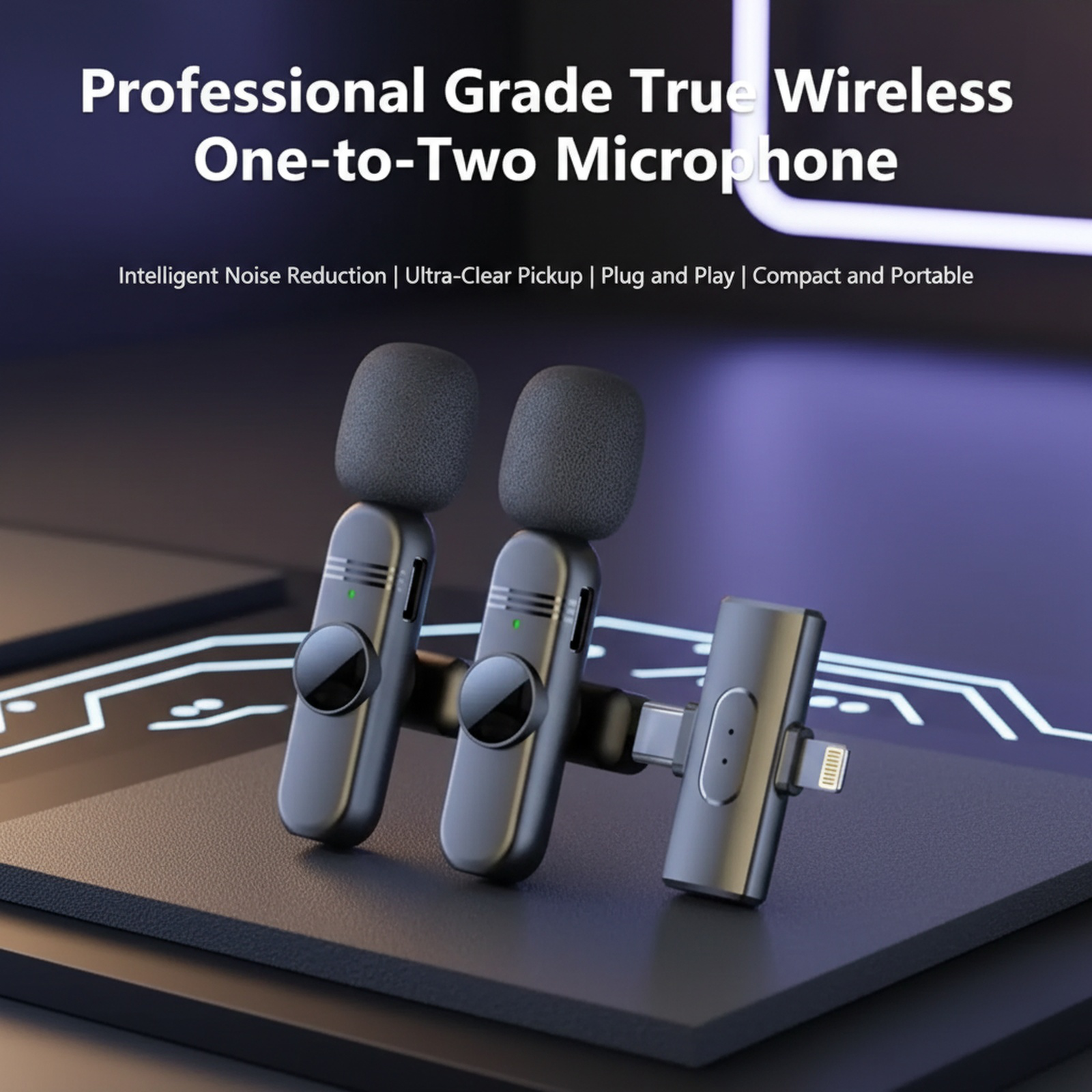 Wireless Clip-on Microphone 2-in-1