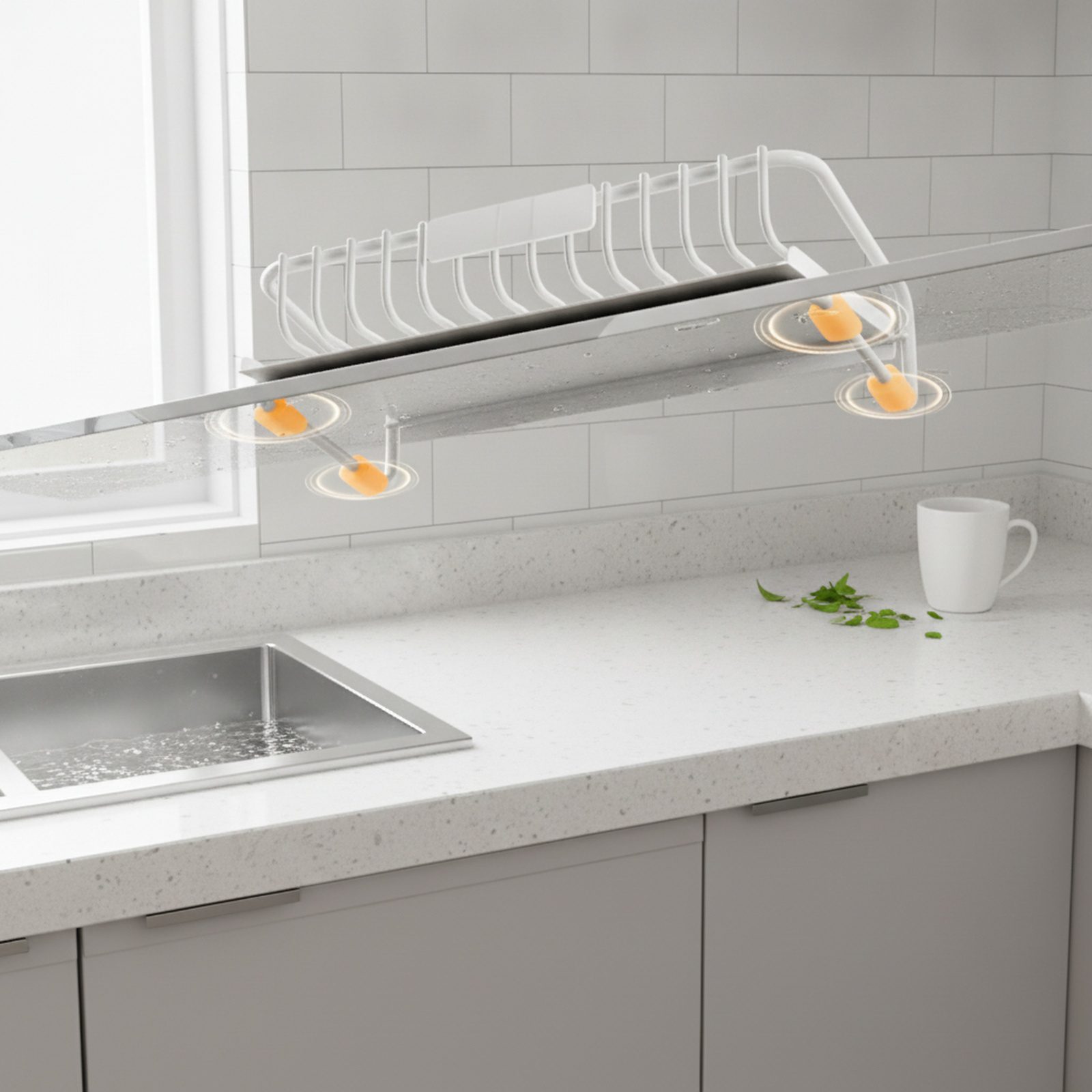 Multifunctional Kitchen Dish Drainer Rack with Bowl, Chopsticks, and Knife Storage