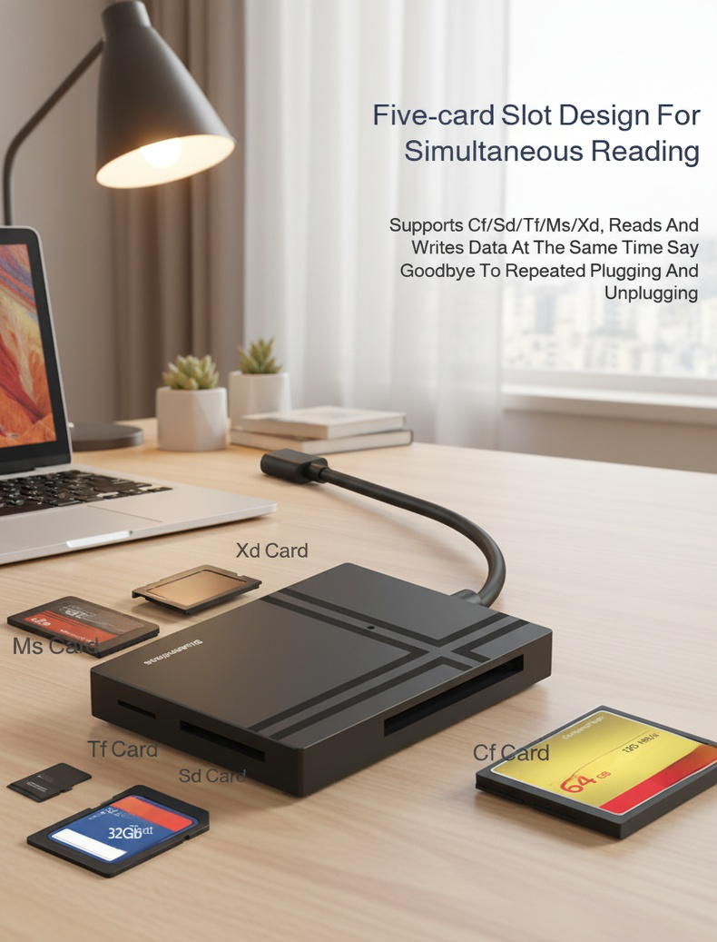 Type-C OTG card reader connected to laptop