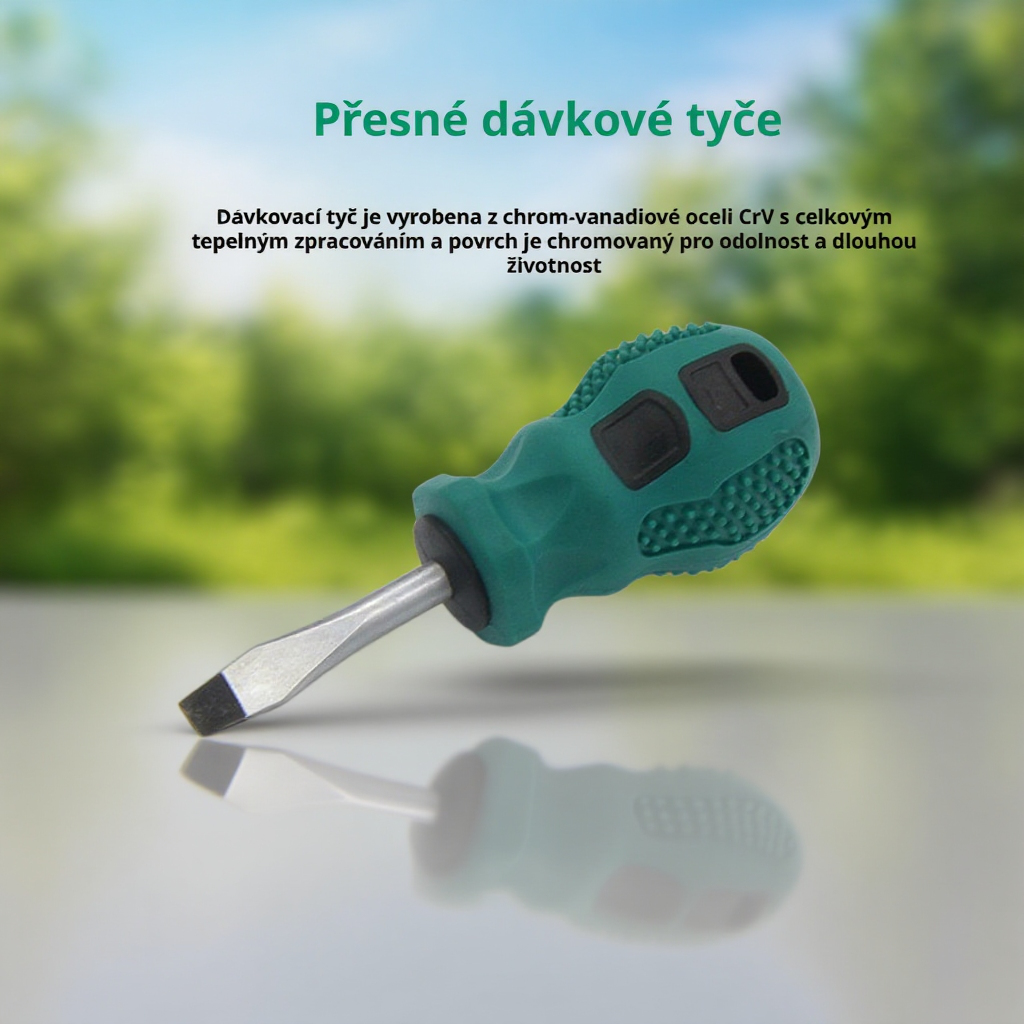 Šroubovák s krátkou rukojetí, snadno rozebíratelný, velmi odolný a přesný