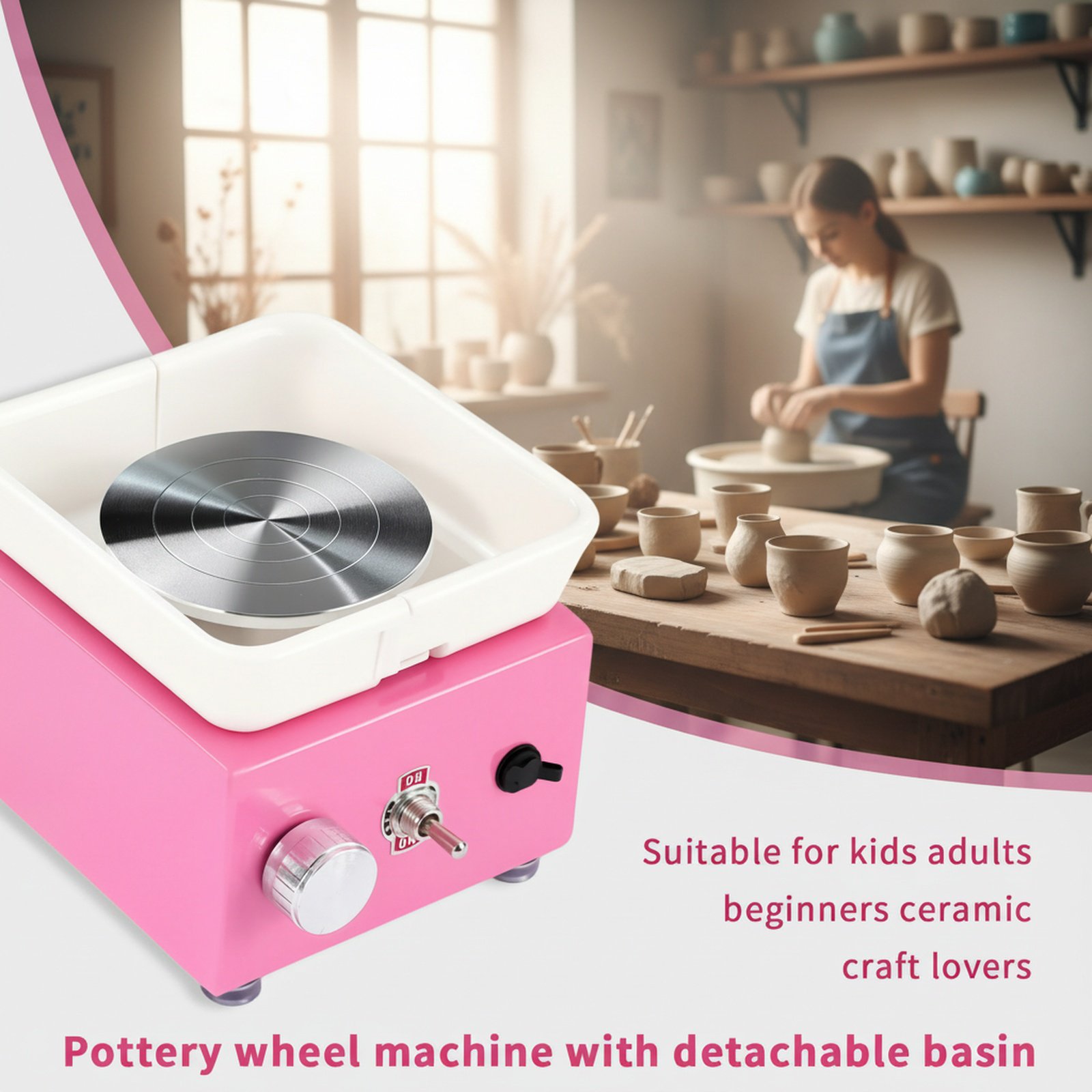 Mini pottery wheel for beginners and professionals